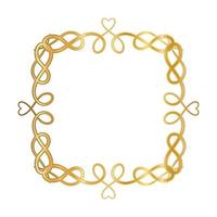 cornice ornamento d'oro con forme di cuori vettore