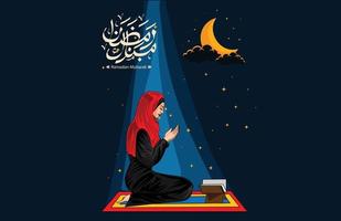 islamico saluto carta. mandala geometrico modello con Ramadan kareem calligrafia vettore