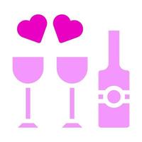 vino San Valentino icona solido rosa stile illustrazione vettore e logo icona Perfetto.