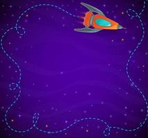 cartone animato bambini spazio sfondo con razzo, stelle vettore