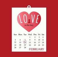 carino San Valentino giorno carta nel il modulo di un' calendario vettore