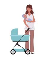 donna in piedi con un neonato in braccio vettore