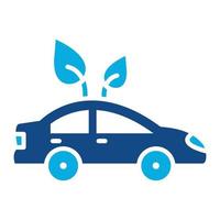 icona a due colori del glifo dell'auto ecologica vettore