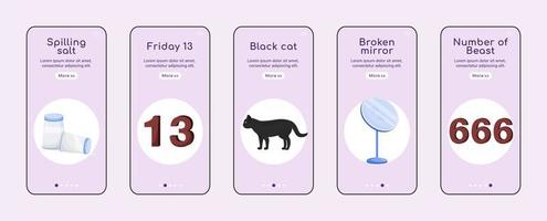 segni di sfortuna onboarding app mobile vettore