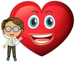 emoticon cuore felice con un personaggio dei cartoni animati medico vettore