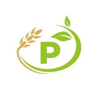 lettera p agricoltura logo e agricoltura logo simbolo design vettore