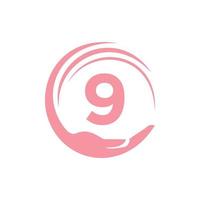 lettera 9 beneficenza logo. unità squadra opera logo cartello vettore