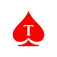 lettera t casinò logo. poker casinò vegas logo modello vettore