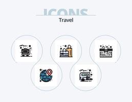 viaggio linea pieno icona imballare 5 icona design. Hotel. cibo. destinazione. prodotti. cibo vettore