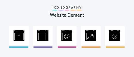 sito web elemento glifo 5 icona imballare Compreso ui. sito web. sito web. disegno. sito web. creativo icone design vettore