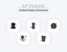 Stati Uniti d'America glifo icona imballare 5 icona design. . stella. cappello. Polizia Stradale. medaglia vettore