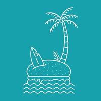 estate vacanza per hamburger isola monoline illustrazione per abbigliamento vettore