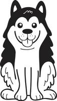 mano disegnato rauco cane seduta in attesa per proprietario illustrazione nel scarabocchio stile vettore
