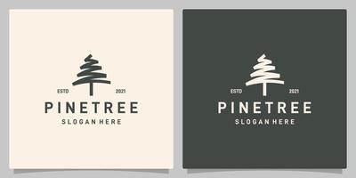 Vintage ▾ pino albero design logo vettore, sempreverde logo design ispirazione. premio vettore