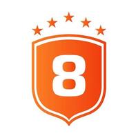 lettera 8 scudo logo sicurezza protezione simbolo cartello design vettore
