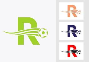 calcio calcio logo su lettera r cartello. calcio club emblema concetto di calcio squadra icona vettore