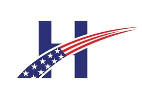 iniziale lettera h americano logo. Stati Uniti d'America americano logo vettore