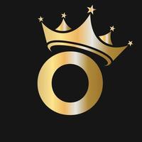 lettera o corona logo per bellezza, moda, stella, elegante, lusso cartello vettore