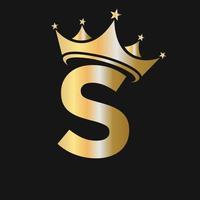 lettera S corona logo per bellezza, moda, stella, elegante, lusso cartello vettore