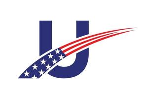 iniziale lettera u americano logo. Stati Uniti d'America americano logo vettore