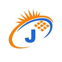 lettera j solare pannello energia logo design vettore