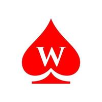 lettera w casinò logo. poker casinò vegas logo modello vettore