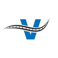 trasporto logo con v lettera concetto vettore