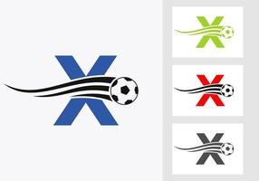 calcio calcio logo su lettera X cartello. calcio club emblema concetto di calcio squadra icona vettore