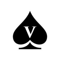 lettera v casinò logo. poker casinò vegas logo modello vettore