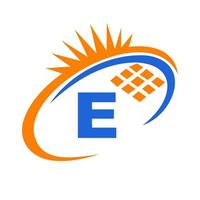 lettera e solare pannello energia logo design vettore