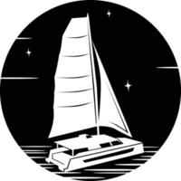 vettore illustrazione logo mezzi di trasporto yacht nave in viaggio isolato su bianca sfondo