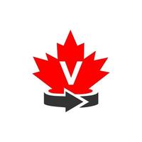 lettera v canadese acero logo design modello. rosso acero canadese logotipo vettore