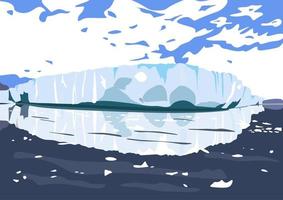 artico paesaggio con fusione iceberg e ghiacciai galleggiante nel mare o oceano. concetto di globale avvertimento e clima modificare. Groenlandia paesaggio. vettore