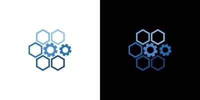 miele e Ingranaggio logo design modello, esagonale consultare logo, poligono logo design vettore