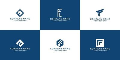 set di modello di progettazione logo lettera f iniziale. icone per affari di lusso, eleganti, semplici vettore