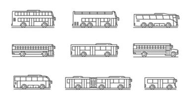 città trasporto, viaggio e scuola autobus linea icone vettore
