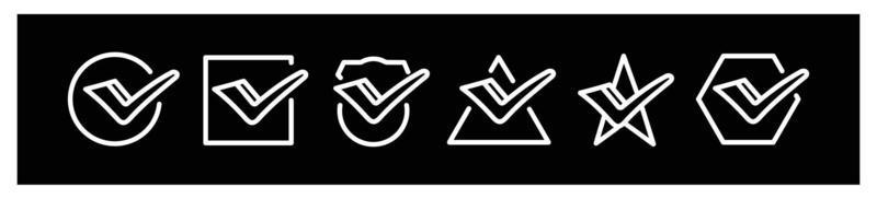 impostato di votazione vettore zecca icone.nero dai un'occhiata marchio icona impostato isolato su bianca sfondo. icone per design su nero sfondo