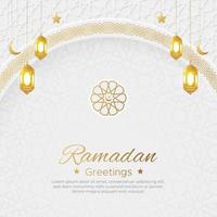 Ramadan kareem Arabo islamico lusso ornamentale sfondo con islamico modello e decorativo ornamento telaio vettore