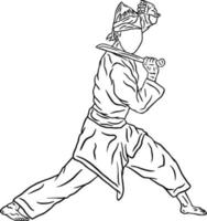 pencak silat illustrazione linea d'arte vettore