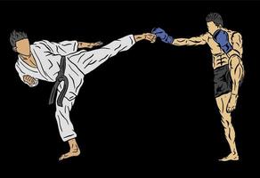 illustrazione di Muay Thai combattente vettore