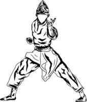 pencak silat illustrazione linea d'arte vettore