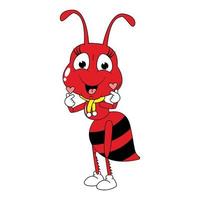 carino rosso formica animale cartone animato grafico vettore