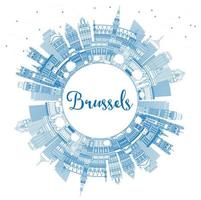 schema Bruxelles Belgio città orizzonte con blu edifici e copia spazio. vettore