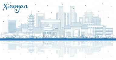 schema xiaogan Cina città orizzonte con blu edifici e riflessi. vettore