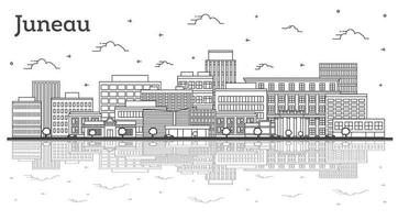 schema Juneau alaska città orizzonte con moderno edifici e riflessi isolato su bianca. vettore