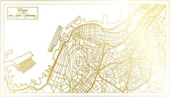 vigo Spagna città carta geografica nel retrò stile nel d'oro colore. schema carta geografica. vettore