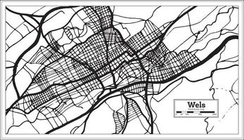 bene Austria città carta geografica nel nero e bianca colore nel retrò stile. schema carta geografica. vettore