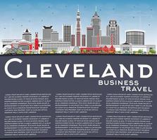 cleveland Ohio città orizzonte con colore edifici, blu cielo e copia spazio. vettore