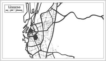 livorno Italia città carta geografica nel nero e bianca colore nel retrò stile. schema carta geografica. vettore