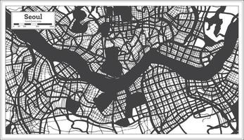 Seoul Sud Corea città carta geografica nel nero e bianca colore nel retrò stile. vettore